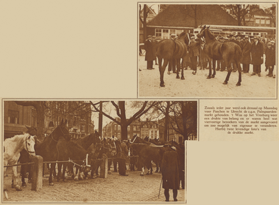 871769 Collage van 2 foto's betreffende de Palmpaardenmarkt op het Vredenburg te Utrecht.